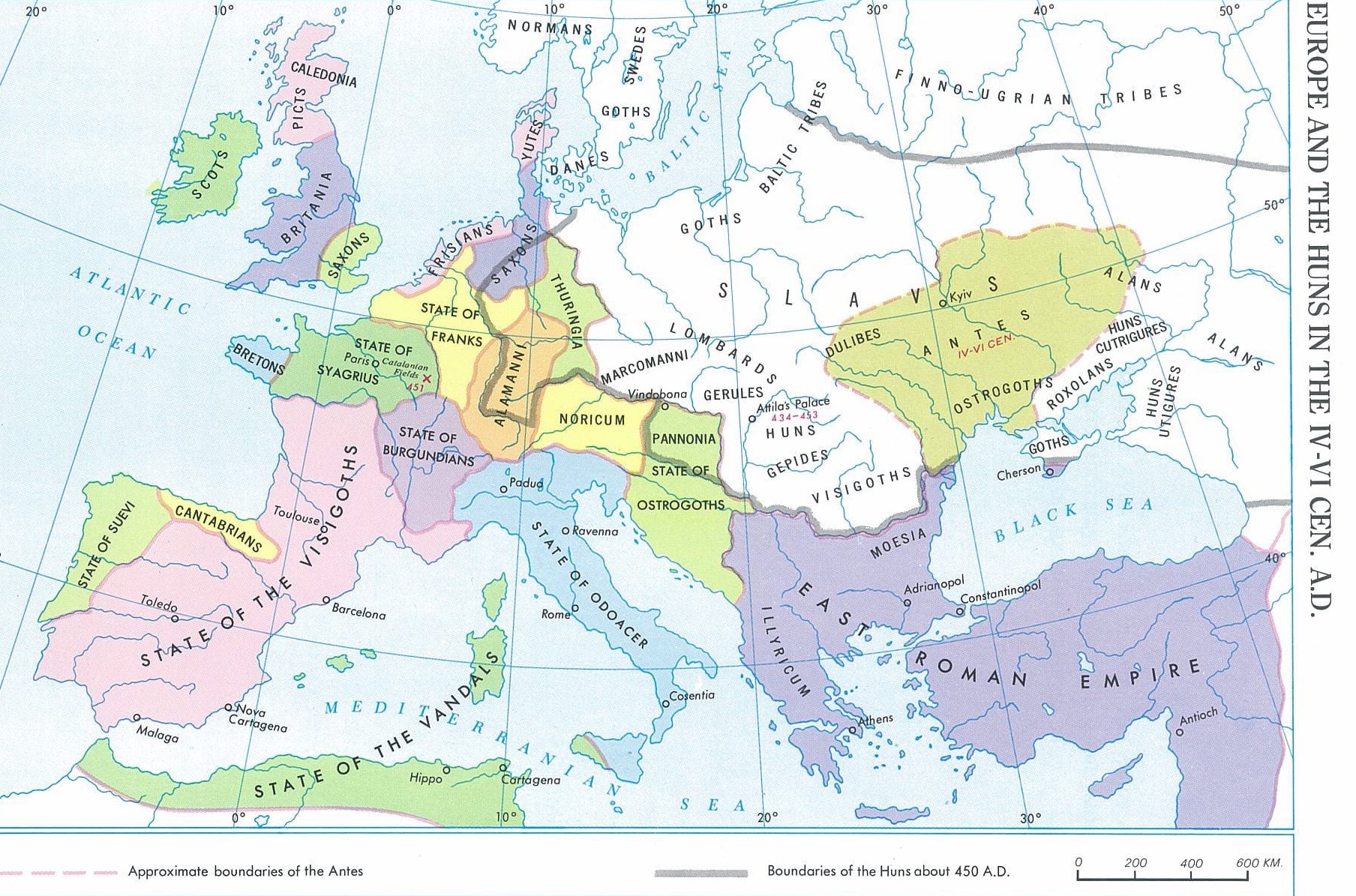 Europe and Huns in 4th - 6th cen. A.D.